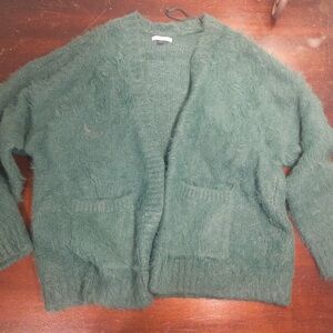American Eagle Outfitters Fuzzy Green Cardigan